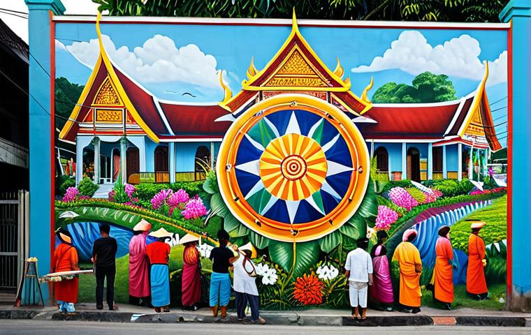 여행과 생태 미술의 만남 - **Art in Nature:** "A serene art park in Chiang Mai, Thailand. Lush greenery surrounds contemporary ...
