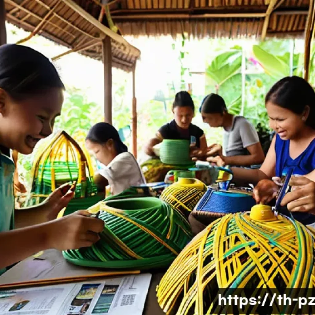 그림으로 그리는 지속 가능한 미래 - **Prompt 1: "Upcycled Creations in a Thai Community Workshop"**
A vibrant, sunlit indoor scene o...