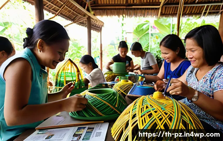 그림으로 그리는 지속 가능한 미래 - **Prompt 1: "Upcycled Creations in a Thai Community Workshop"**
    A vibrant, sunlit indoor scene o...